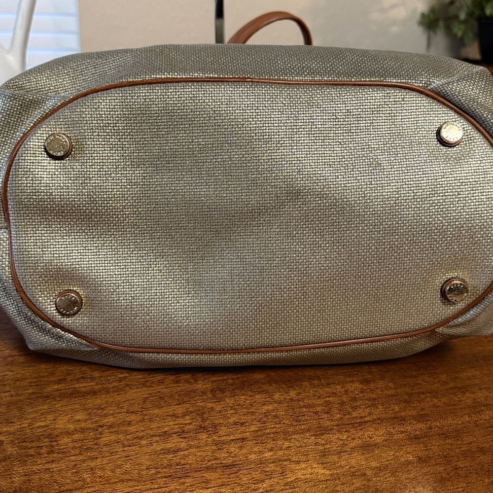 Michael Michael Kors Marina Large Metallic Canvas Tote in Gold and Brown - Picture 9 of 14